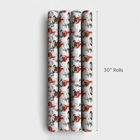 Festive Winter Scarf Pug Gift Wrap, Pug Dog Christmas Wrapping Paper, Holiday Puppy Wrapping Paper, Adorable Dog Lover Christmas Gift Wrap