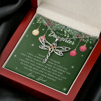 Rose Gold Heart Dragonfly Pendant, Dragonfly Necklace for Daughter, Dad to Daughter Dragonfly Necklace, Christmas Necklace Present from Dad