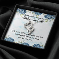 Interlocking Heart Pendant Necklace, Mother-in-Law Double Heart Necklace, 14K White Gold Heart Necklace, Birthday Christmas Present for Her