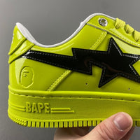 Low Top Sneakers, Neon Green Black Colorway, Lace Up Design, Casual Gift for Sneaker Fans
