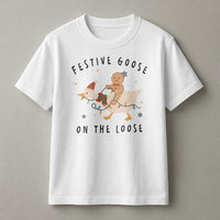 Christmas Goose T-Shirt, Festive Goose on the Loose Shirt, Gingerbread Man Riding Goose Tee, Humorous Holiday Graphic Tee, Christmas Present