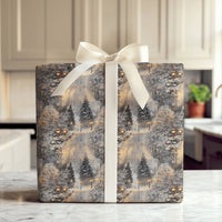 Winter Dusk Landscape Gift Wrap, Snowy Forest Lamppost Wrapping Paper, Scenic Christmas Wrapping Paper, Comfy Holiday Gift Wrap Paper Roll
