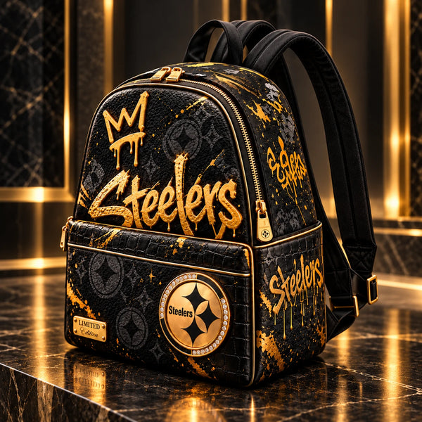 PIT Gold Script - Graffiti Crown Backpack in Black and Gold - main