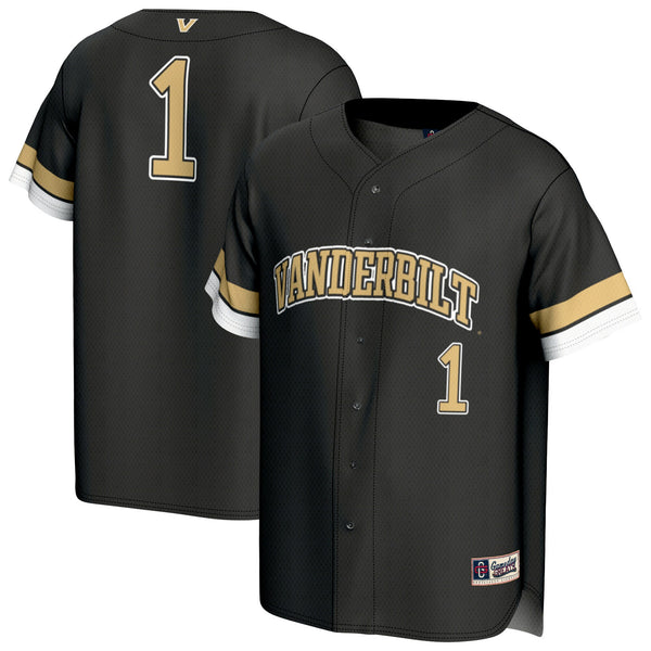 #1 Vanderbilt Commodores Lightweight Collegiate Baseball Fashion Jersey - Black