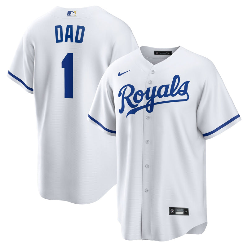 Kansas City Royals White #1 Dad Home Replica Jersey