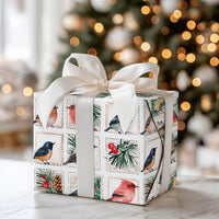 Vintage Stamp Gift Wrap, Winter Bird Wrapping Paper, Cardinal Christmas Wrapping Paper, Holiday Nature Gift Wrap, Bird Lover Gift Wrap