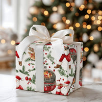 Christmas BBQ Cookout Gift Wrap, Grilling Santa Wrapping Paper, Roasted Turkey Holiday Wrapping Paper, Humorous Red Grill Gift Wrapping Paper