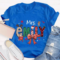 Custom Name Letter Holiday Shirt, Personalized Christmas T-Shirt, Matching Family Xmas Tee, Merry Christmas Present for Family