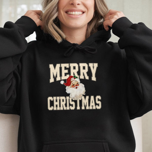 Vintage Santa Claus Hooded Sweatshirt, Merry Christmas Santa Hoodie, Retro Holiday Pullover, Comfy Xmas Winter Sweater, Chris