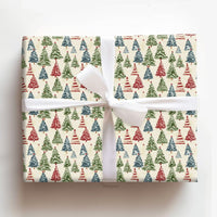 Colorful Forest Holiday Wrapping Paper, Watercolor Christmas Tree Wrapping Paper, Rustic Winter Gift Wrap Roll, Festive Xmas Present Wrap