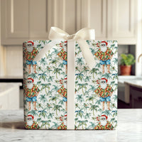 Hawaiian Beach Santa Gift Wrap, Tropical Santa Wrapping Paper, Christmas Wrapping Paper Roll, Coastal Holiday Gift Wrap, Summer Xmas Paper