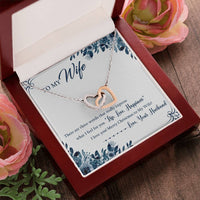 Rose Gold Two Hearts Pendant, Wife Interlocking Hearts Necklace, Cubic Zirconia Heart Necklace, Romantic Christmas Jewelry Present for Her