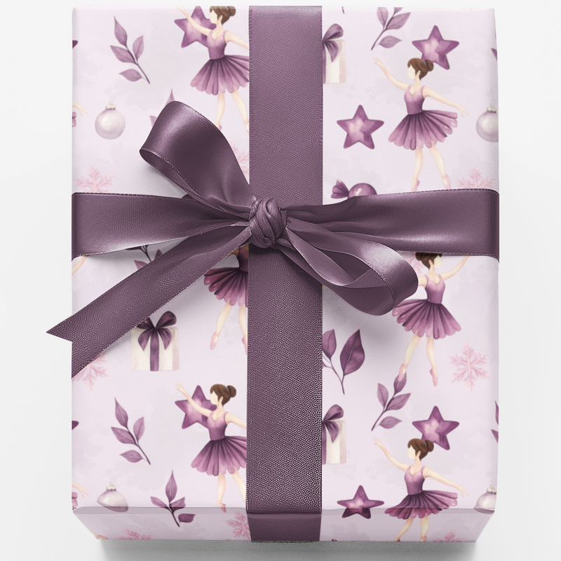 Christmas Dancer Gift Wrap, Sugar Plum Ballerina Wrapping Paper, Whimsical Holiday Wrapping Paper, Nutcracker Ballet Gift Wrap Roll