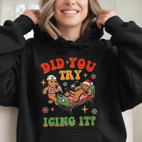 Gingerbread Medical Christmas Hooded Sweatshirt, Did You Try Icing It Nurse Hoodie, Humorous Healthcare Holiday Pullover, RN Nurse Present