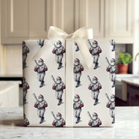 Vintage Sport Santa Gift Wrap, Baseball Santa Wrapping Paper, Sketch Santa Wrapping Paper, Retro Christmas Gift Wrap, Sports Holiday Paper