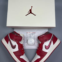 High Top Sneakers, Red Colorway, Cracked Pattern, Lace Up Design, Casual Gift for Sneaker Fans