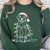 Santa Hat Dog Fairy Lights Sweater, Labrador Christmas Sweatshirt, Festive Lab Holiday Crewneck, Comfy Dog Lover Winter Pullover