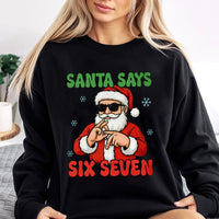 Humorous Gangster Santa Christmas Sweater, Santa Says Six Seven Sweatshirt, Retro Hip Hop Santa Crewneck, Holiday Season Humor Present