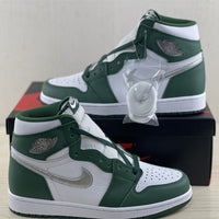 High Top Sneakers, White Green Colorway, Lace Up Design, Casual Gift for Sneaker Fans