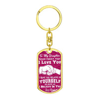 Fist Bump Love Quote Keyring, To My Daughter Dog Tag Keychain, Surgical Steel Daughter Keychain, Birthday Christmas Present from Dad