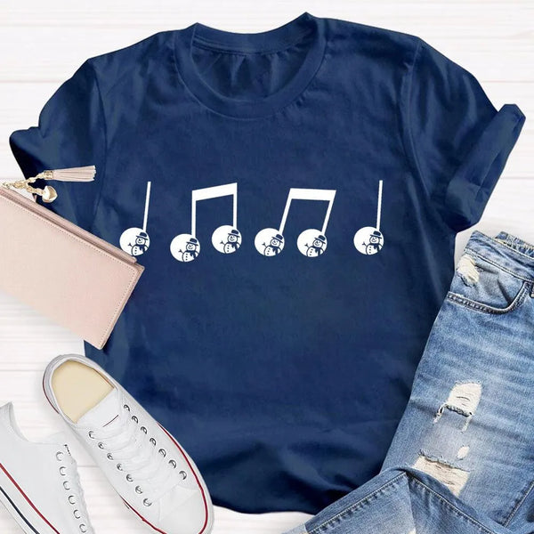 Festive Music Lover Holiday T-Shirt, Musical Note Snowman Christmas Shirt, Winter Snowman Melody Tee, Xmas Band Choir Teacher