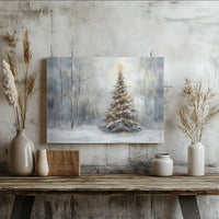 Winter Forest Canvas Print, Snowy Christmas Tree Canvas Wall Art, Festive Holiday Wall Art, Printable Digital Download, Holiday Wall Decor