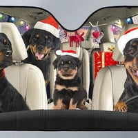 Humorous Holiday Dog Sun Shade, Christmas Rottweiler Car Sunshade, Xmas Dog Windshield Cover, Auto Heat Protector, Christmas Dog Lover Present