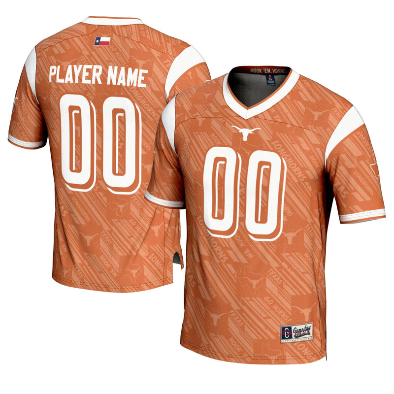 Texas Longhorns Highlight Print NIL Pick-A-Player Football Jersey - Texas Orange