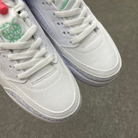 Low Top Basketball Shoes, White Blue Green Colorway, Lace Up Design, Casual Gift for Shoe Lovers