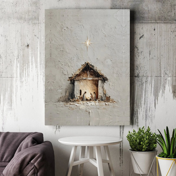 Textured Religious Holy Family Wall Art, Nativity Scene Canvas Print, Christian Christmas Canvas Decor, Faithful Holiday Home