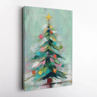Impressionist Holiday Canvas Painting, Abstract Christmas Tree Canvas Wall Art, Festive Winter Home Decor Digital Download Xmas Present