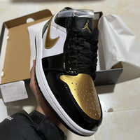 Low Top Sneakers, Black Gold Colorway, Lace Up Design, Casual Gift for Sneaker Fans