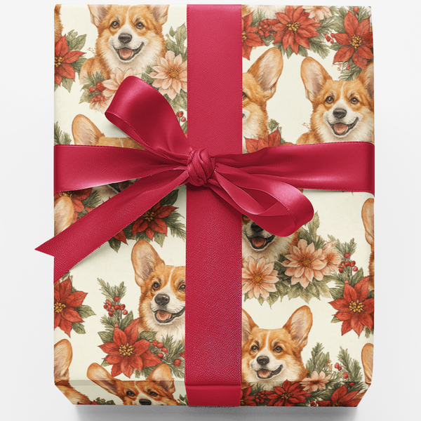 Festive Dog Holiday Gift Wrap, Corgi Christmas Wrapping Paper, Adorable Corgi Xmas Wrapping Paper, Dog Lover Holiday Gift Wra
