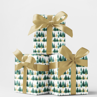 Evergreen Holiday Gift Wrap Roll, Watercolor Fir Tree Christmas Wrapping Paper, Festive Pine Tree Wrapping Paper, Winter Pine Gift Wrap