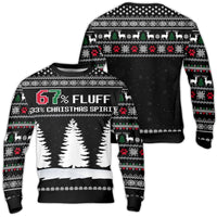 Humorous Dog Lover Holiday Sweater, 67 Fluff 33 Christmas Spirit Ugly Sweater, Reindeer Paw Print Sweatshirt, Pet Owner Christmas Sweater Present