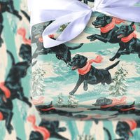 Snowy Christmas Dog Gift Wrap, Black Labrador Wrapping Paper, Winter Landscape Wrapping Paper, Holiday Dog Lover Gift Wrapping Paper
