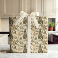 Snowy Christmas Cabin Gift Wrap, Vintage Winter Village Wrapping Paper, Nostalgic Holiday Scene Wrapping Paper, Seasonal Present Gift Wrap