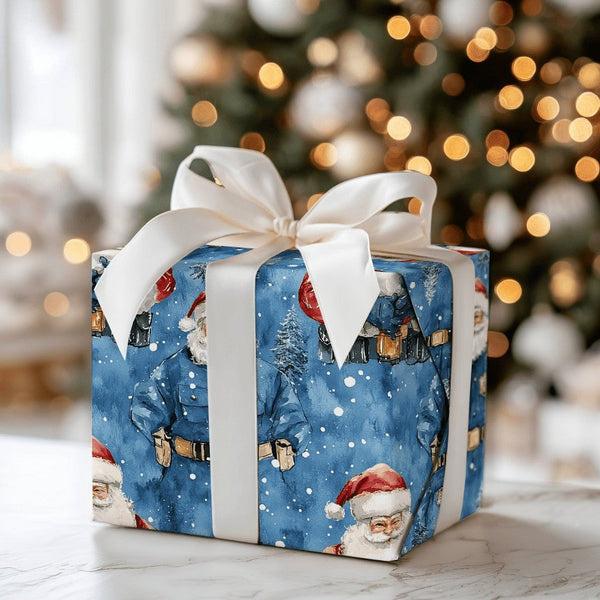 First Responder Christmas Gift Wrap, Police Officer Santa Wrapping Paper, Law Enforcement Holiday Wrapping Paper, Cop Xmas Gi