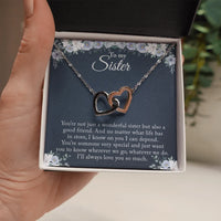 Polished Surgical Steel Sister Pendant, Sister Interlocking Hearts Necklace, Meaningful Sister Jewelry, Birthday Christmas Present for Her