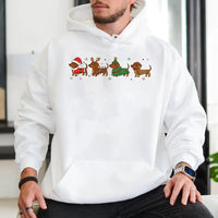 Wiener Dog Hooded Sweatshirt, Christmas Dachshund Hoodie, Dachshund Christmas Hoodie, Santa Reindeer Dachshund Hoodie, Dog Lover Present