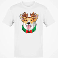Holiday Dog Lover T-Shirt, Corgi Christmas Reindeer Antlers Shirt, Adorable Xmas Puppy Graphic Tee, Festive Corgi Shirt, Winter Holiday Present