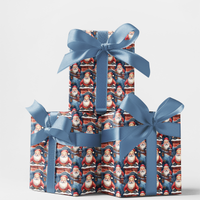 Vintage Christmas Gift Wrap Roll, Retro Santa on Chimney Wrapping Paper, Santa Claus Holiday Wrapping Paper, Festive Gift Wrapping Paper
