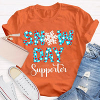 Polka Dot Winter Holiday Graphic Tee, Snow Day Supporter Snowflake Shirt, Christmas Season T-Shirt, Adorable Teacher Winter Present