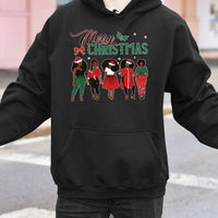 Festive Melanin Queen Holiday Pullover, Black Girl Magic Christmas Hoodie, African American Xmas Hooded Sweatshirt, Winter Present for Her