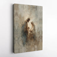 Abstract Holy Family Canvas Print, Nativity Scene Digital Wall Art Print, Christian Christmas Wall Decor, Religious Art Digital Download