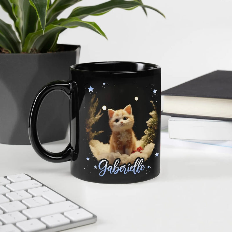 Kitten in Snowy Winter Scene Coffee Mug, Adorable Ginger Cat Christmas Mug, Comfy Holiday Ceramic Cup, Xmas Present for Cat Lovers