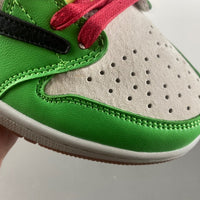 Low Top Sneakers, White Black Green Yellow Colorway, Reverse Hook Design, Lace Up Design, Casual Gift for Sneaker Fans