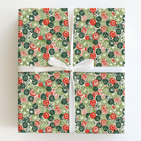 Christmas Pinwheel Gift Wrap, Peppermint Candy Wrapping Paper, Abstract Holiday Wrapping Paper, Festive Candy Cane Present Wr