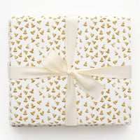 Shimmer Holiday Bells Gift Wrap, Golden Bell Wrapping Paper, White and Gold Christmas Wrapping Paper, Festive Winter Holiday Wrapping Paper