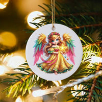 Christmas Angel Tree Ornament, Adorable Angel Ornament, Fairy Tale Holiday Ornament, Ceramic Angel Keepsake, Adorable Xmas Present for Kids